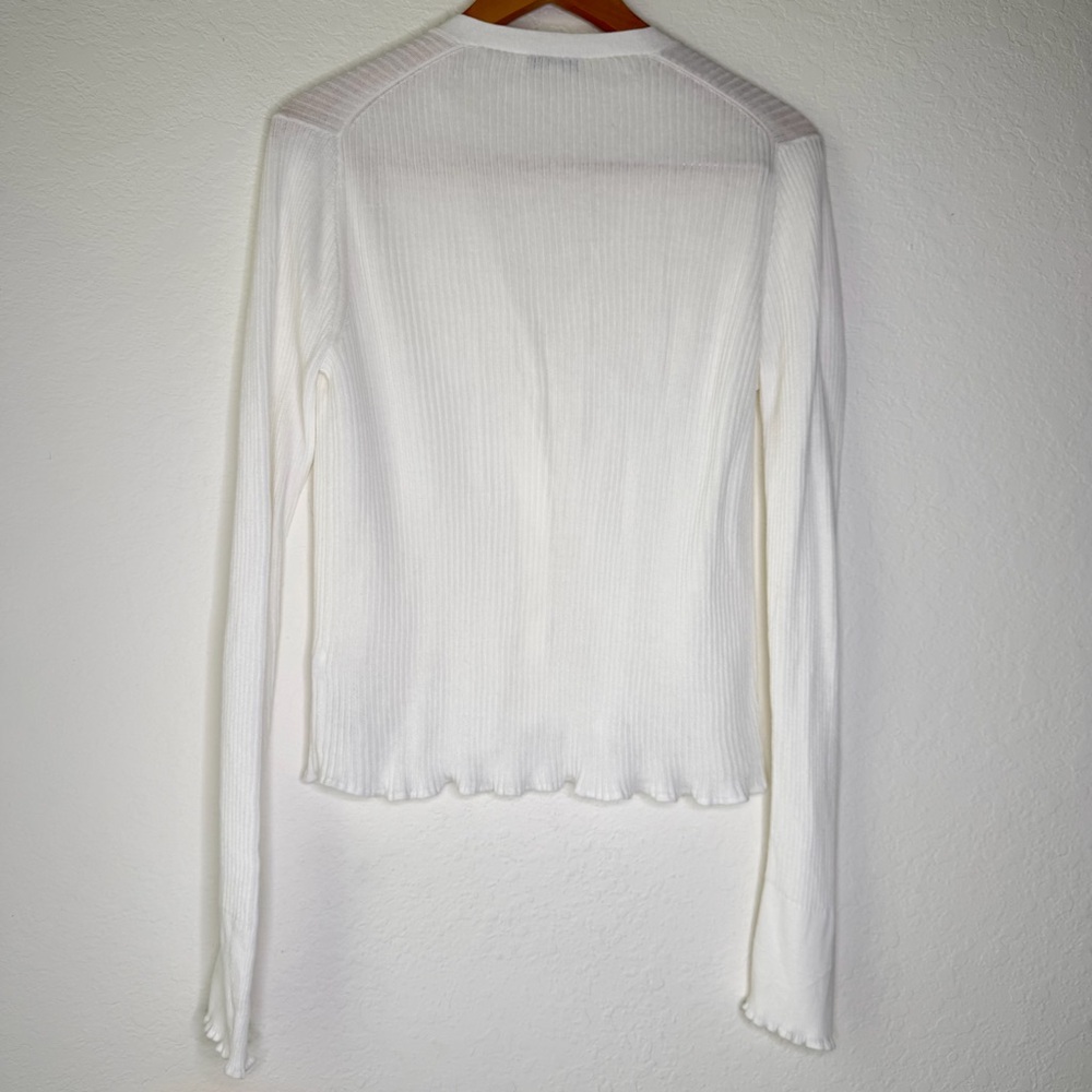 Vince Ribbed Cotton Cardigan Sweater V-Neck - Picture 9 of 11